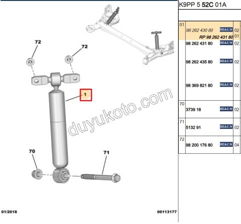2019> Partner Rifter Berlingo Combo Doblo Proace City Arka Amortisör CAM