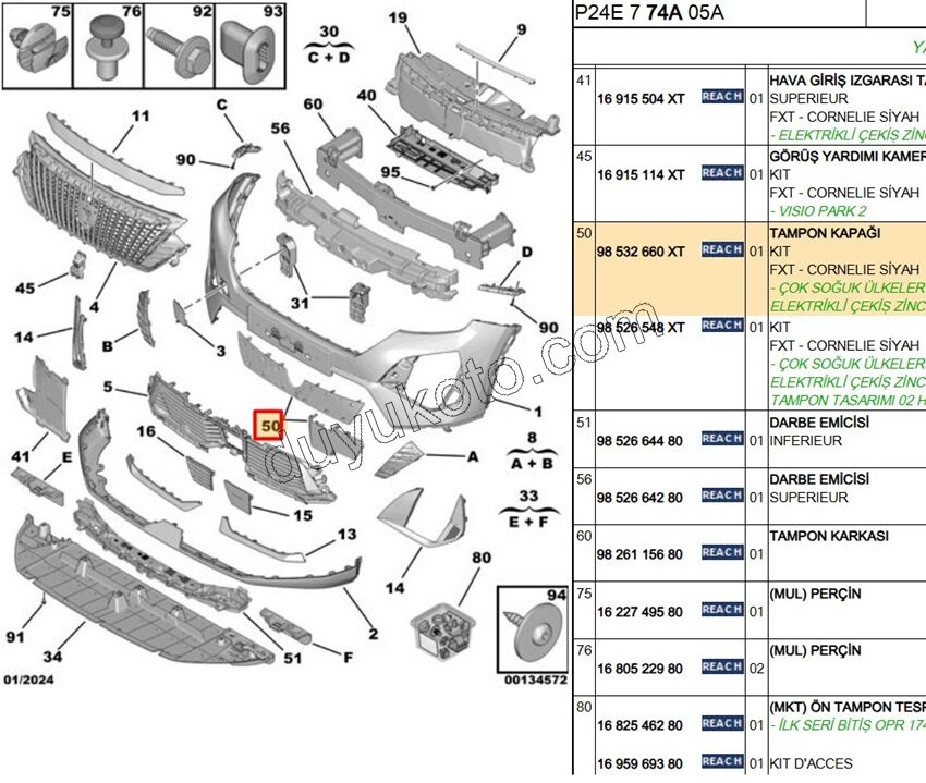 KAPAK ON TAMPON IZGARA ARKASI TK P20082MQ 3LED