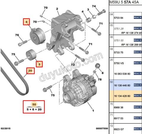 KIT KAYIS ALTER DW10 8V 1613839980 + 1613837480 + 1606353880