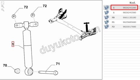 2019> Partner Rifter Berlingo Combo Doblo Proace City Arka Amortisör VAN