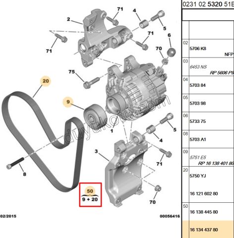 KIT KAYIS ALTER 1.6HDİ Euro4 1613840180 + 1612160280
