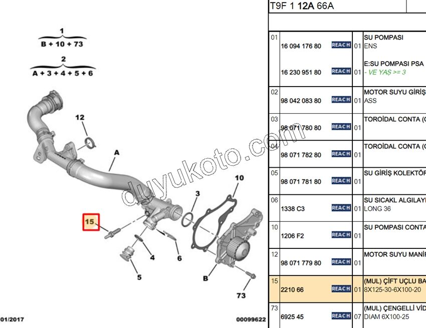 SAPLAMA CIVATA DEVIRAIM ARKA BORU 1.6HDİ Euro6