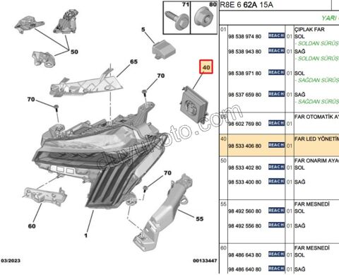 Peugeot 508 BEYIN FAR LED 2023 Sonrası