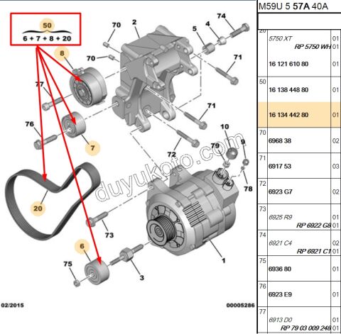 KIT KAYIS ALTER DW10 8V Klimasız 1613839980 +1613837780+ 1613838480