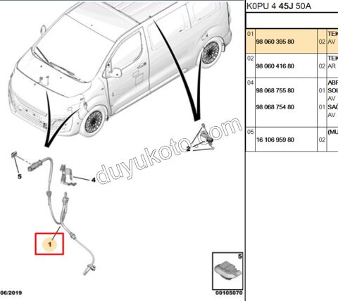 SENSOR KABLO ABS ON Sağ/Sol EXP4 P30082