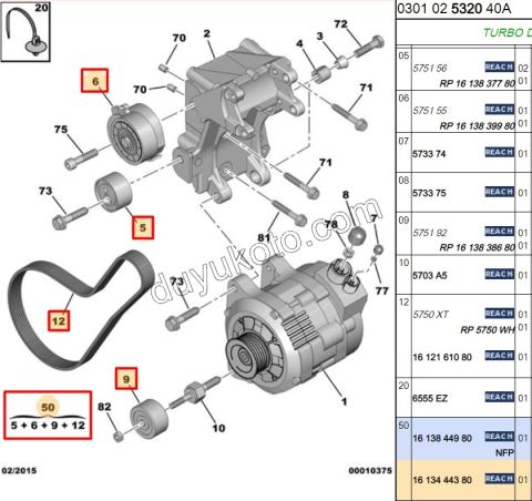 KIT KAYIS ALTERNATOR BXR2 DW10 8V