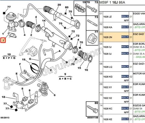 EGR Vana Contası Sac  1.6HDİ Euro4 DW10 8V