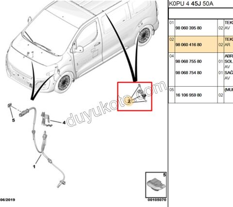 ABS Kablosu Arka Sağ/Sol EXP4