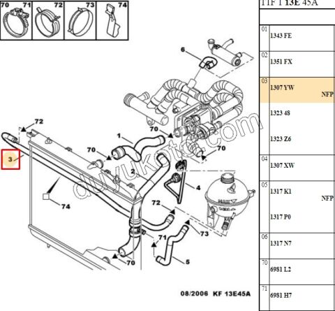 HORTUM RADYATOR EK DEPO P206 LASTIK