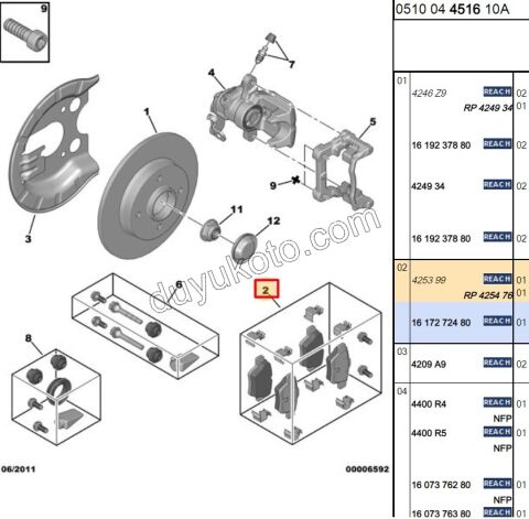Fren Balatası Arka Tk P3072 P207 C42