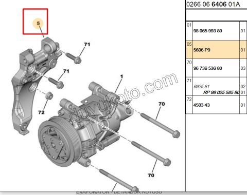 Klima Kompresörü Bağlantı Ayağı P206 PRT3