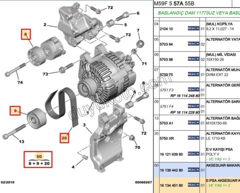 KIT KAYIS ALTER 1.4HDİ/1.6HDİ Euro4 1611422880+1611424880+5750.XR