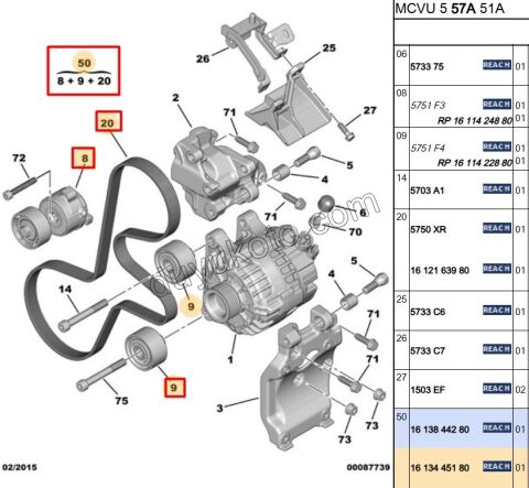 KIT KAYIS ALTER 1.4HDİ/1.6HDİ Euro4 1611422880+1611424880+5750.XR