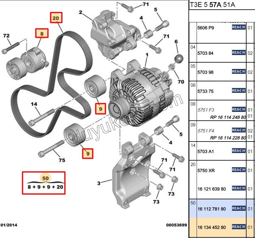 KIT KAYIS ALTER 1.4HDİ/1.6HDİ Euro4