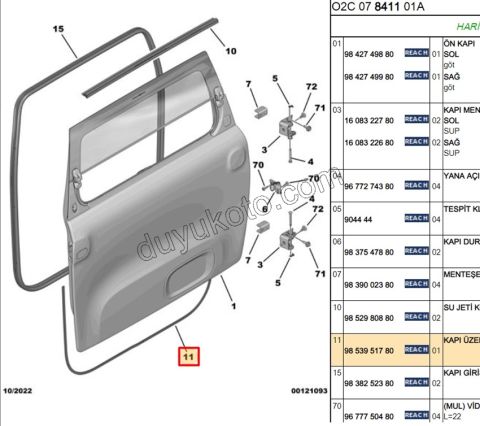 Kapı Alt Fitili Sağ/Sol AMI