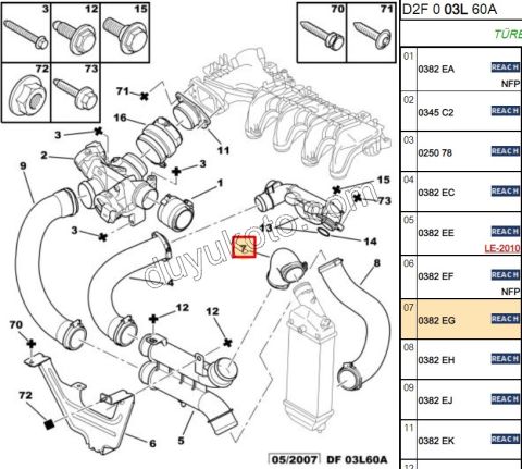 Turbo Hava Hortumu 1.6HDİ Euro4 P407