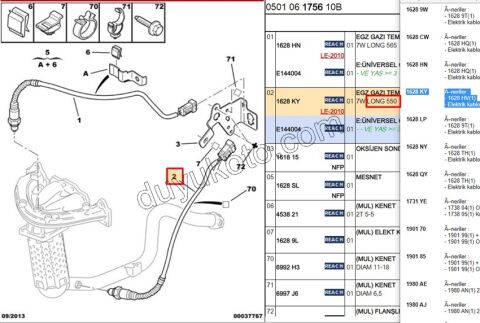 LAMBDA SENSOR 150CM TU3JP 1.6İ 16V Benzinli EW10J4 EW12J4