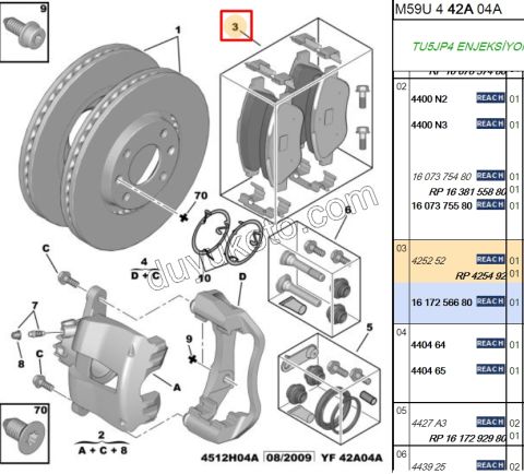 Fren Balatası Ön Tk