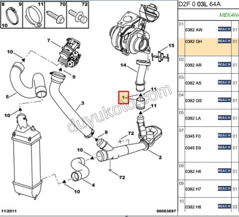 Peugeot 407 Citroen C5 MANSON TURBO HORTUM ARA YM DW10 16V