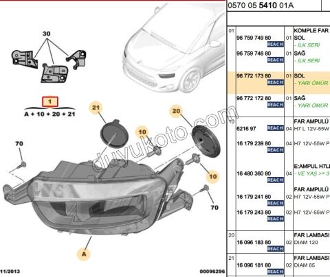 Citroen C4 Picasso Far Sol 2013/2018