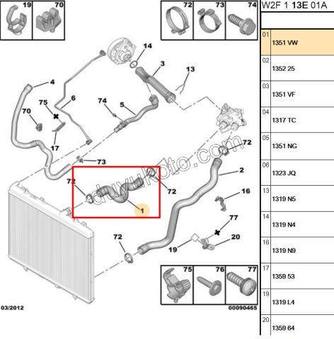 Radyatör Hortumu Üst P5081 1.6VTi 120HP