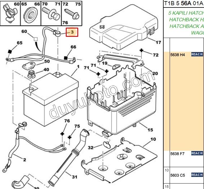 Akü Kablosu Negatif (-) P206