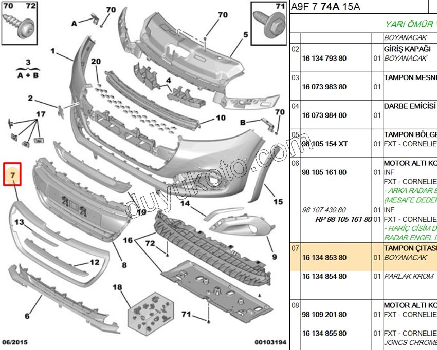 CERCEVE ON TAMPON IZGARA P2081 AST+