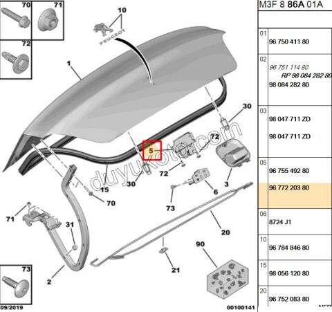 KILIT BAGAJ KAPAK P301 3PIN ELEK+ KUMANDA+