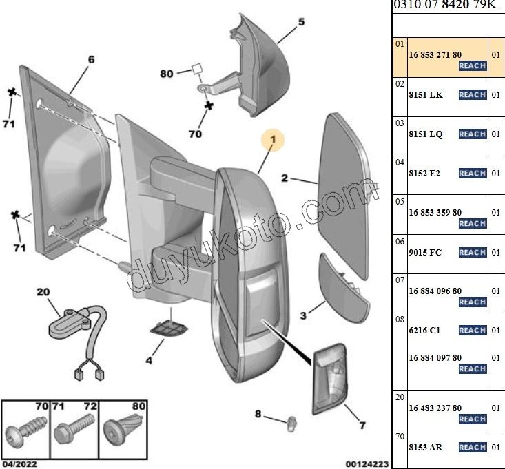 Peugeot Boxer Citroen Jumper Fiat Ducato Dikiz Aynası Sağ ELEK+ (Elektrikli Katlanır) 2007/2015