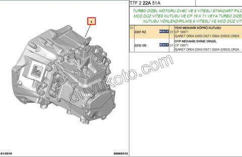 SANZIMAN KOMPLE 1.6HDİ Euro5 6 Vites MCP CP 19X71 DR04 DS55 DS71 DS84