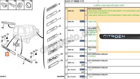 YAZI CITROEN ARKA BR1 BR2 2P