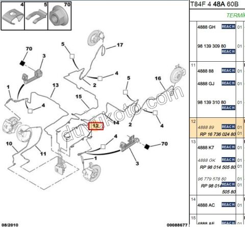 Fren Hidrolik Borusu Ön Sol P30081