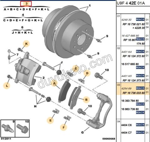 Fren Balatası Arka Tk BXR3