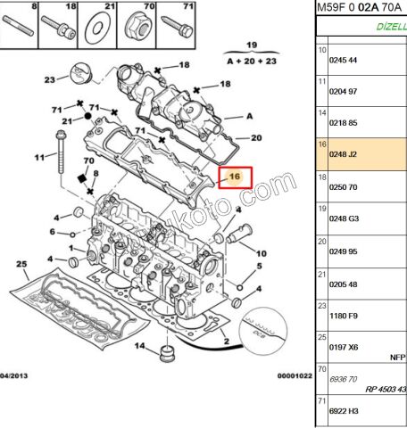 Motor Üst Külübütör Kapağı Üst ARA 1.9D, 1998 /2008