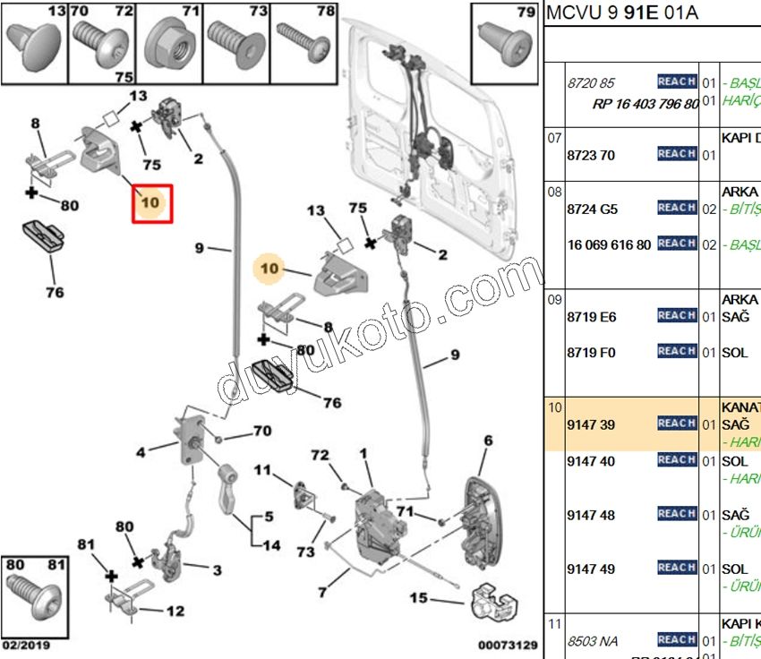MERKEZLEME BAGAJ KAPAK KILIT UST R PBP 2P