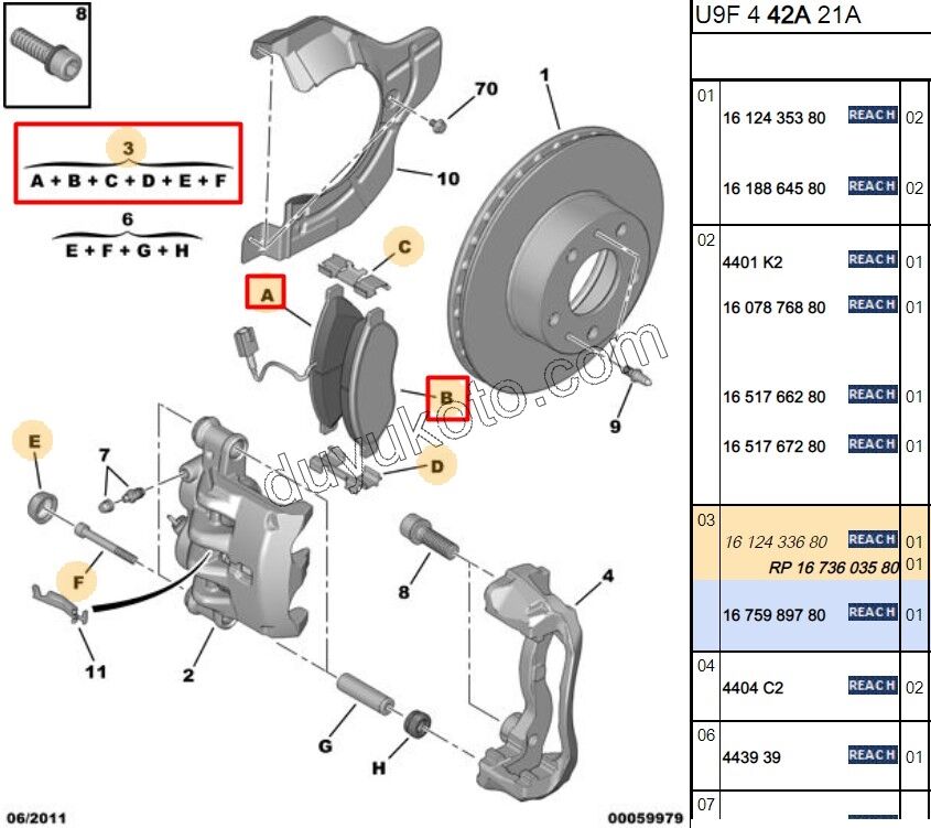 Fren Balatası Ön BXR3MQ 17Q 20Q