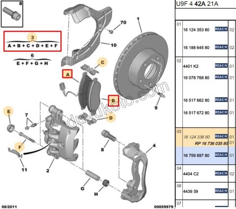 Fren Balatası Ön BXR3MQ 17Q 20Q