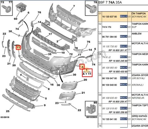 Ön Tampon PRT3MQ BR3MQ1 2015> AST+