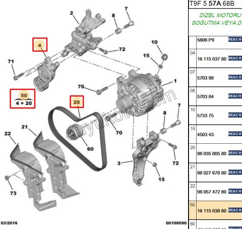 Alternatör V Kayış Kiti (Gergi Kütüklü) 1.6HDİ Euro6