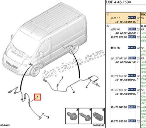 ABS Kablosu Ön Sağ/Sol BXR3
