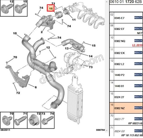 Turbo Hortumu Kısa 1.6HDİ Euro4 (DOZOR UZERI ) 10CM