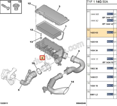 Hava Filtresi Kazanı ALT GOVDE 1.4HDİ Euro4 02/11