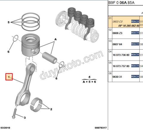 KOL PISTON TK 1.6HDİ Euro4/Euro5/Euro6