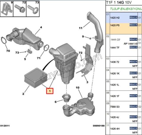 Peugeot 206 Hava Filtresi Kazanı TU3 TU5 XS2