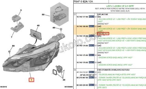 Peugeot 3008 5008 Far Sağ (Ledli) 2016/2020