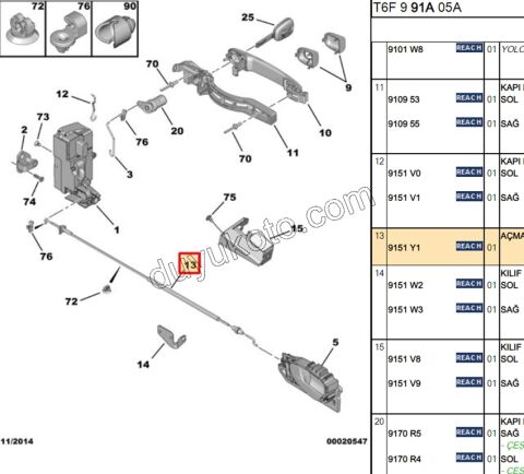 TEL ON KAPI IC ACMA R / L P307