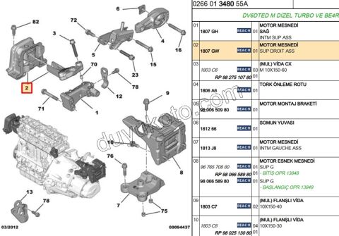 TAKOZ MOTOR UST R 1.6HDİ Euro4 P207 P2081 P301 P20081 9681706580