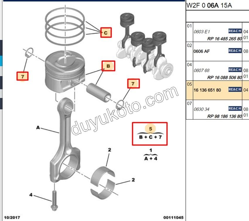 PISTON + SEGMAN STD X4AD 1.6THP 156HP SEGMAN