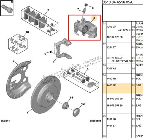 Fren Kaliperi Arka Fren Silindiri Sağ P3071