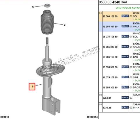 Ön Sol Amortisör C42 DS41 P30081 P50081